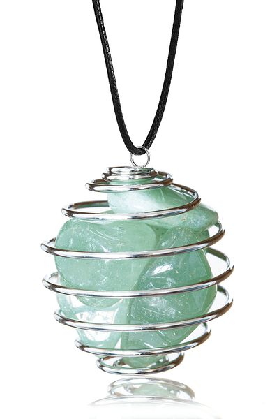 Tesbih Atölyesi Certified Wire Wrapped Cage Model Aventurine Stone Necklace