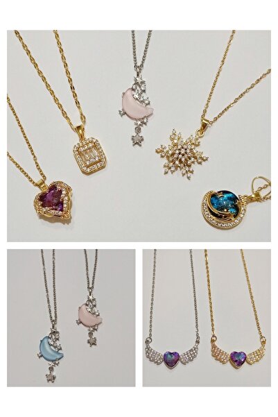 Lilya Jewelry Kadın Paslanmaz Çelik Baget Gold Zirkon Taşlı Kolye