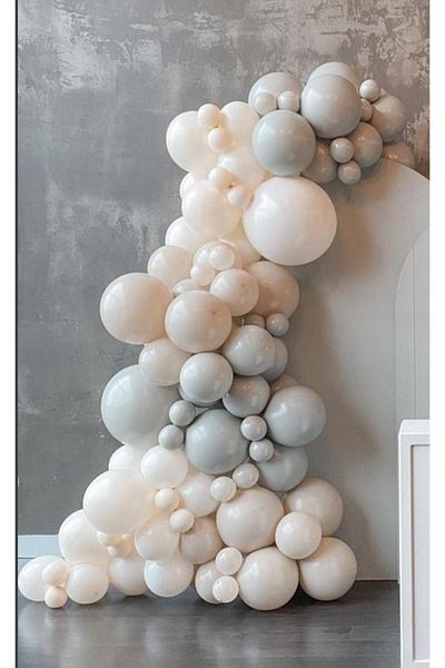 Çemrek Süs Parti Retro sea sand smoke white balloon chain set 100pcs balloons and chain