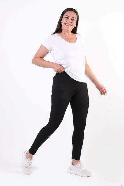 Luna Mare Women's Plus Size Leggings High Waist Flexible Ribbed Gathering Belted Bodice Detailed Summer Seasonal