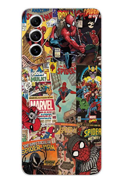 Magic Ring حافظة هاتف شفافة متوافقة مع هاتف سامسونج جالاكسي S21 FE بنمط سبايد...