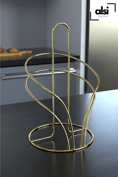 ALSİ HOME Swan Patterned Vertical Circle Stainless Steel Towel Holder