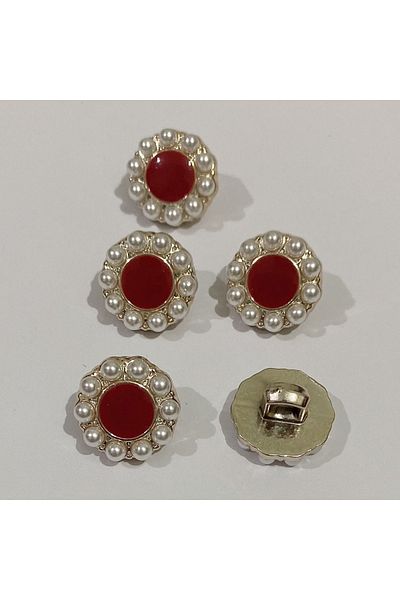hobim42 MEDIUM MINI EDGE PEARLED METAL VEST JACKET BUTTON (5 PIECES SIZE:1.5CM)