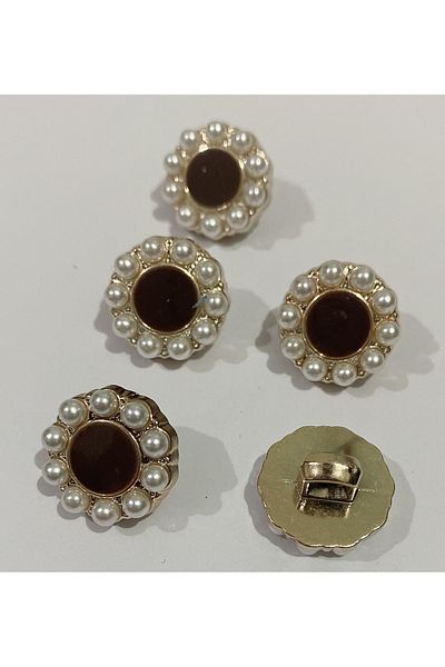 hobim42 MEDIUM MINI EDGE PEARLED METAL VEST JACKET BUTTON (5 PIECES SIZE:1.5CM)