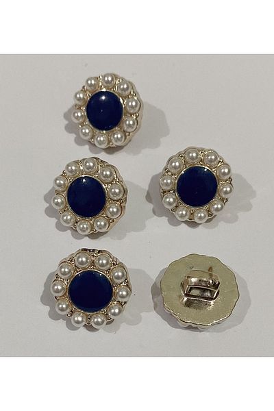 hobim42 MEDIUM MINI EDGE PEARLED METAL VEST JACKET BUTTON (5 PIECES SIZE:1.5CM)