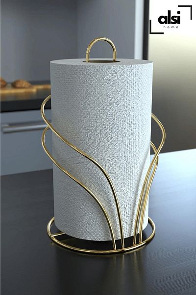 ALSİ HOME Swan Patterned Vertical Circle Stainless Steel Towel Holder