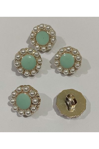hobim42 MEDIUM MINI EDGE PEARLED METAL VEST JACKET BUTTON (5 PIECES SIZE:1.5CM)