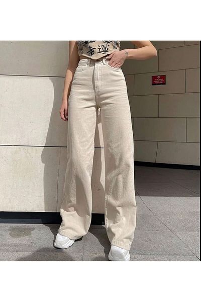 LAMİRAMOOD PALAZZO BEIGE BOL BANG CU TALIE ÎNALTĂ