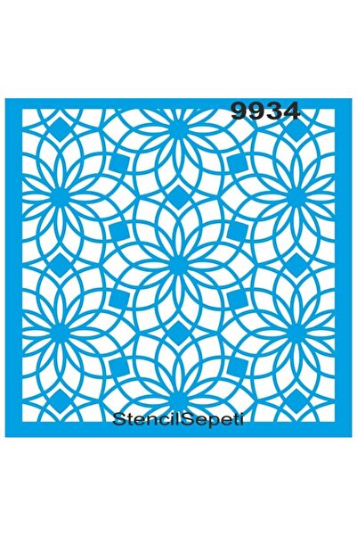 DERYA DESİNG ART قالب استنسل منقوش هندسيًا - ST9934، 20x20 سم
