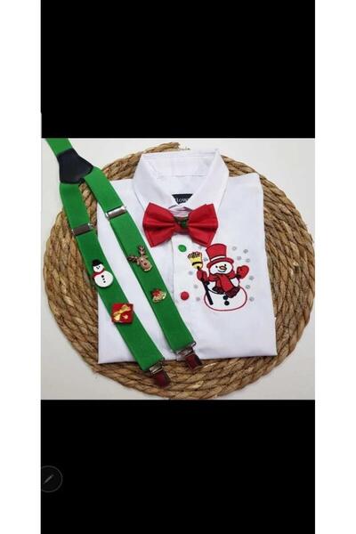 cool partyshop yılbaşı noel baba çam ağaçlı askı papyon gömlek