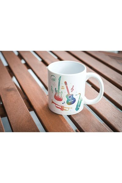 Veintitres Colorful Design Musical Instruments Printed Mug