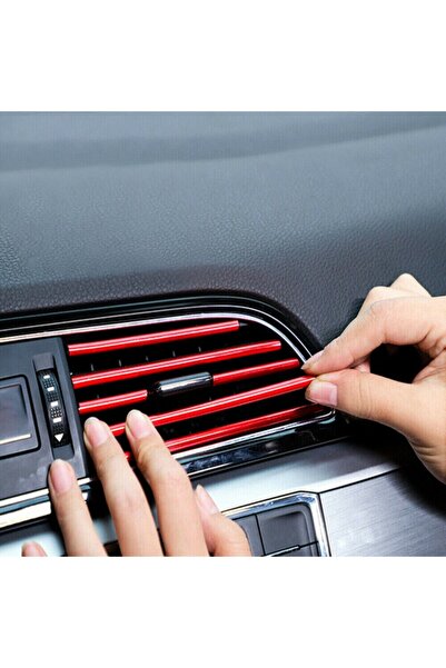 Z Tech Araç Içi Klima Havalandırma Izgarası Sedefli Kırmızı Trim Seti Film Şerit