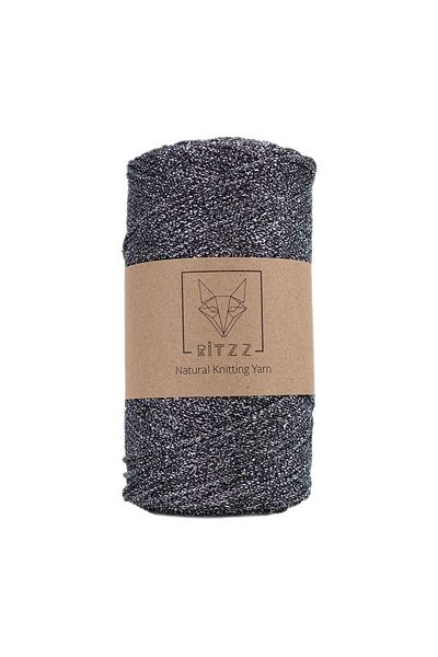 Ritzz Κορδόνι Macrame Glitter 2 MM Μαύρο Ασημί Glitter