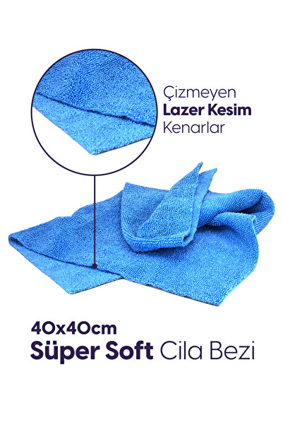 Genel Markalar Mikrofiber Kalın Süper Emici Lüks Cila Bezi 40x40 cm Mavi