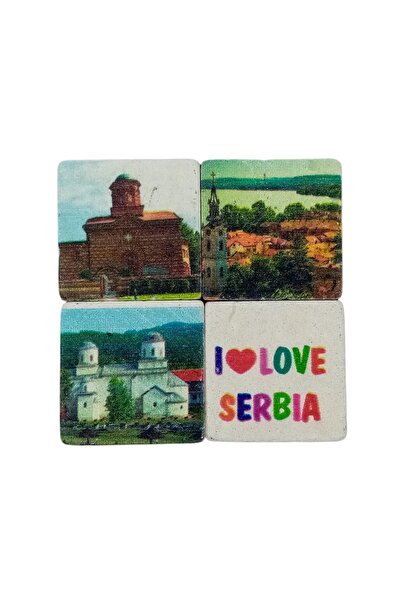 Dünyadan Hediyeler Sırbistan Temalı Dörtlü Taş Magnet