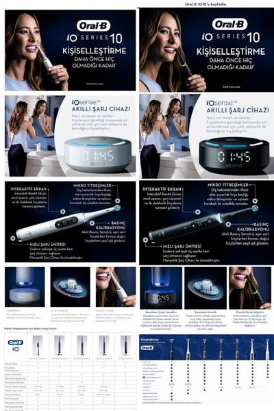 Oral-B İo 10 2li PREMİUM SEVGİLİ SERİSİ io sense akıllı şarjlı diş fırçası stardust beyaz&kozmik siyah
