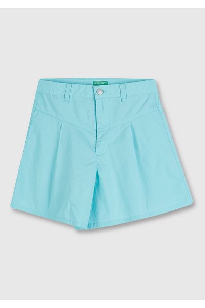 United Colors of Benetton Wassergrüne Bermudashorts aus Popeline mit verstellbarer Taille für Mädchen