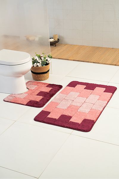 Moda Dekor Elite Lux Brick Claret Red Χαλάκι μπάνιου 2 τεμαχίων
