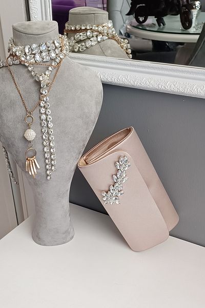 LA CALZATURE Skin Satin Star Stone Αξεσουάρ Οβάλ κομμένο βραδινό φόρεμα Γυναικεία τσάντα