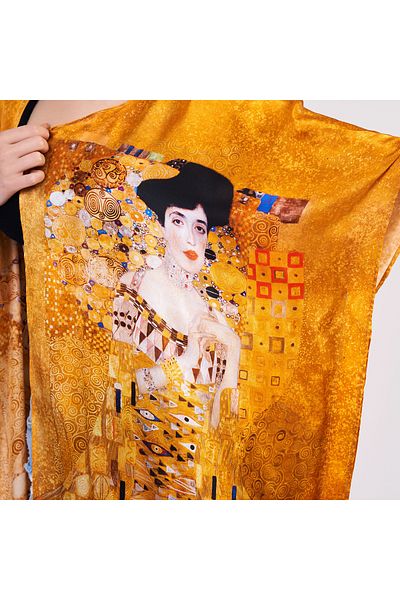 Nomads Felt 100% Silk Short Kimono Pareo| Gustav Klimt Adele Bloch Bauer| Nomads Felt