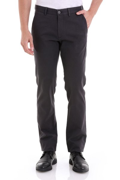 Hatemoğlu Gri Regular Fit Düz Yandan Cepli Basic Kanvas Pantolon