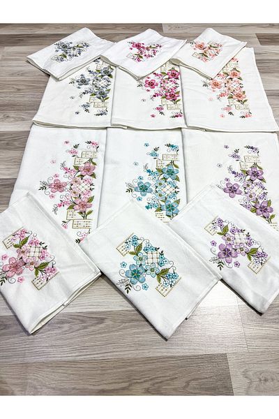 AYHANHOME Set de zestre pentru mama-fiica din catifea brodata 3D 6 bucati 50x90 pentru mana si fata si 6 bucati 30x50 set de prosoape de bucatarie