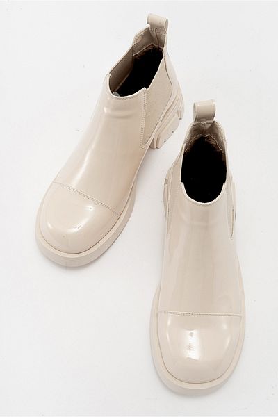 LuviShoes Γυναικείες μπότες CAFUNE Μπεζ λουστρίνι