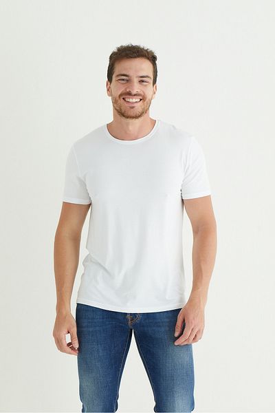 Svm Men's Crew Neck Micro Modal Black T-shirt 9088