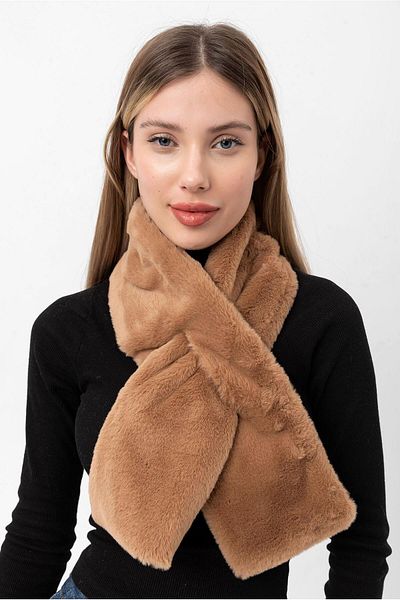 Saria Moda Дамски мек плюшен шал с яка и яка