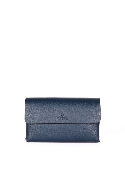 Eminsa Men's Navy Blue Crocodile Genuine Leather Handbag