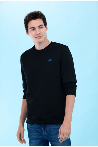 U.S. Polo Assn. BAZA. Polo Assn. Hanorac de bază negru cu decolteu