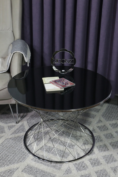 Zigonzi Hasır, Siyah Cam Gümüş Ayak, Orta Sehpa