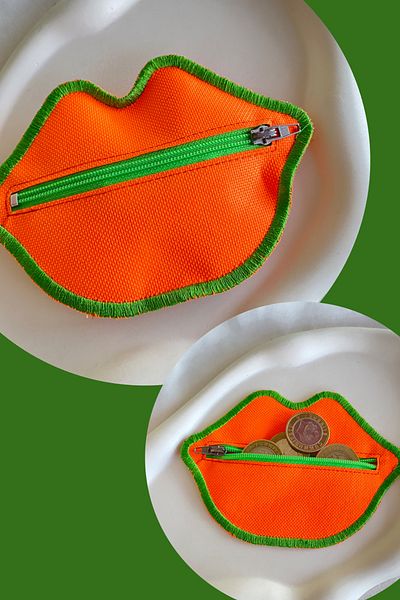 TAKIŞTIR Orange Color Women's Wallet with Lip Detail