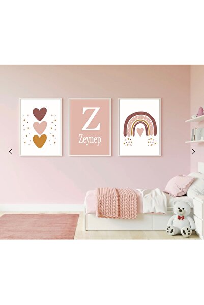 512 STORE Bebek Odasi Isme Özel 3'lu Set Poster 20x30 Çerçevesiz