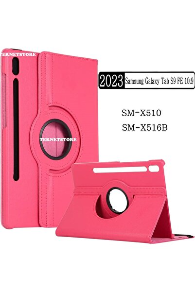 TEKNETSTORE Samsung Galaxy Tab S9 FE 10.9 Inç Tablet Uyumlu Kılıf 360° Dönebilen Deri Leather New Style Case