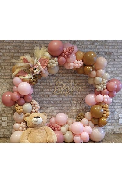 Çemrek Süs Parti Clay pink pink caramel balloon chain set 100 pieces of balloons