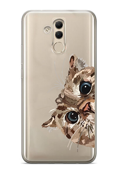 Magic Ring Huawei Mate 20 Lite Uyumlu Tatlı Kedi Desenli Şeffaf Telefon Kılıfı