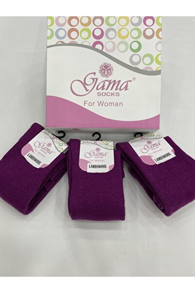 Gama Çorap 3 Pieces Genuine Lamb Wool Long Below the Knee Thick Winter Women's Socks