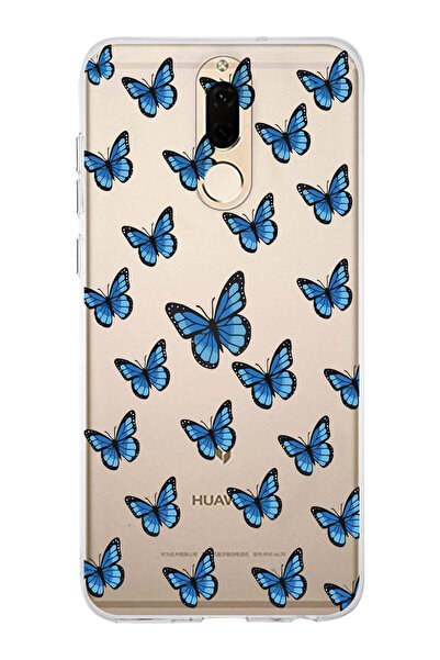 Magic Ring Huawei Mate 10 Lite Uyumlu Kelebek Desenli Şeffaf Telefon Kılıfı