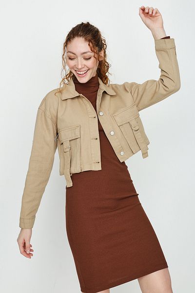 Select Moda Γυναικείο τζιν μπουφάν Mink Pocket Crop