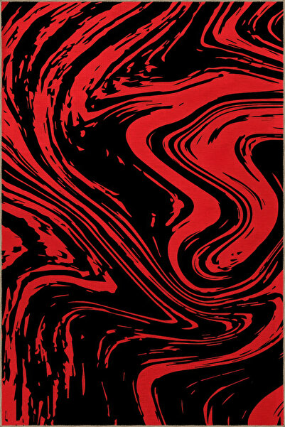 Rugs Modern Halı Kırmızı Siyah Temalı Soyut Dalgalı Spiral Desenli Kreatif Mo...