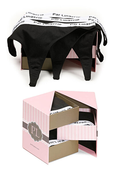 par lingerie pl Black Women's Thong - 3-Piece String Set