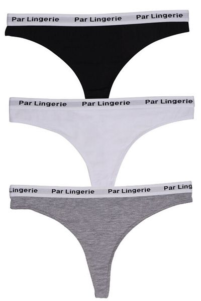 par lingerie pl Black-White-Grey Women's 3-Piece String Thong Set