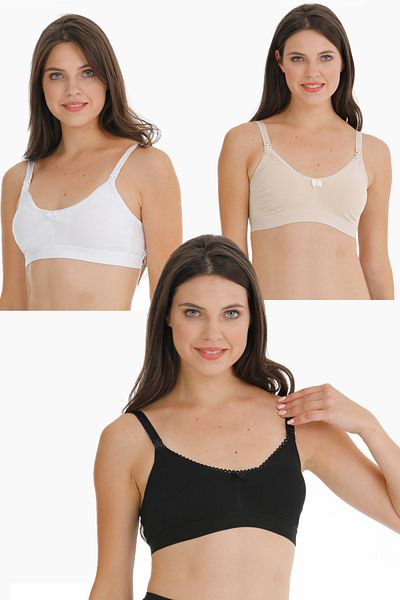 par lingerie pl PACHET DE 3 SUtien pentru alaptare DANTELARE FARA CAPAC NEGRU-ALB-Piele
