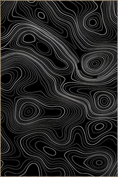 Rugs Modern Halı Black Themed Surrealist Abstract Wavy Spiral Patterned Moder...