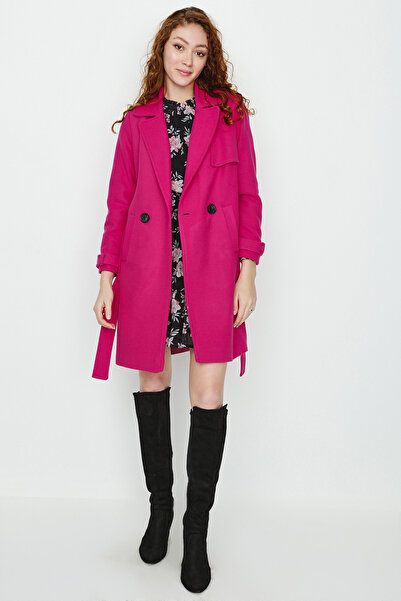 Select Moda Női fukszia gombos, bélelt öves kabát