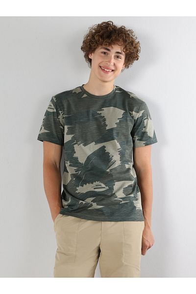 Colin's Green Men's Short Sleeve T-Shirt - Camouflage Printed, Regular Fit