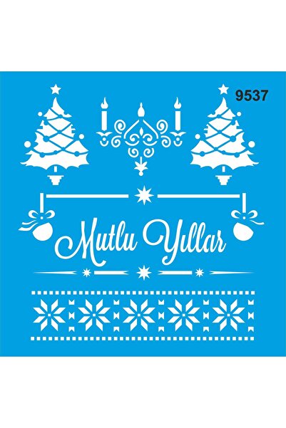 StencilSepeti Mutlu Yllar - Stencil Boyama Şablonu 20x20