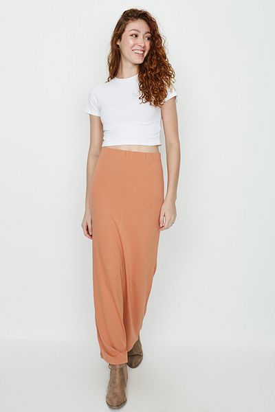 Select Moda Fusta maxi tricotată scorțișoară pentru femei