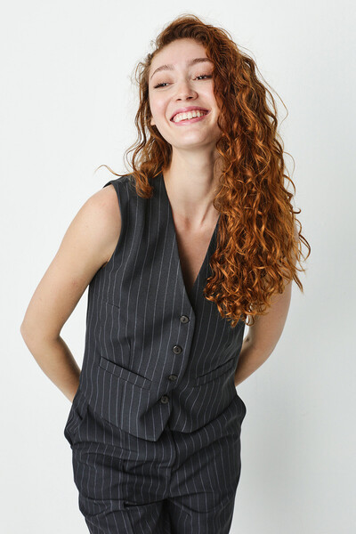 Select Moda Γυναικείο καπνιστό ριγέ υφαντό γιλέκο